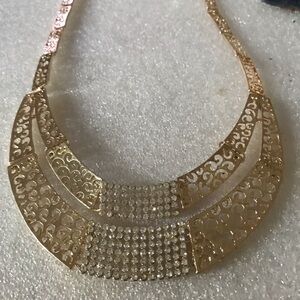 Rhinestone gold plated Art Deco necklace